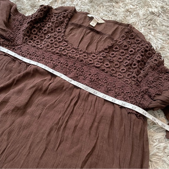 Krazy Kat women’s size medium quarter length sleeve blouse brown - Picture 4 of 6